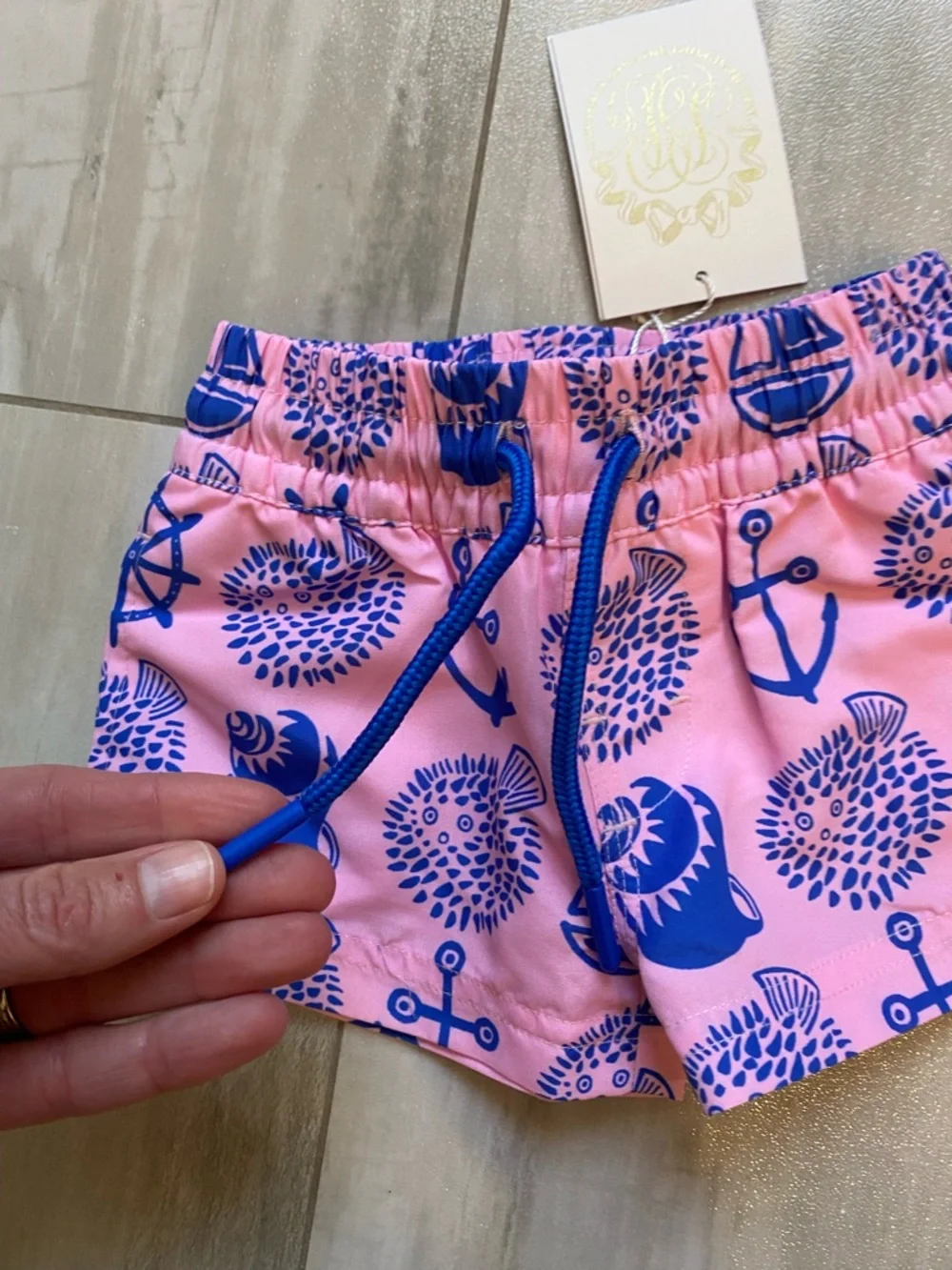 NWT The Beaufort Bonnet Company Coastal Tortola Print Swim Trunks Boys 0-6M